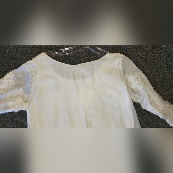 🌹ELENA BALDI made in Italy 100% silk, sz small, blouse scalloped sleeves, lined - Picture 2 of 10